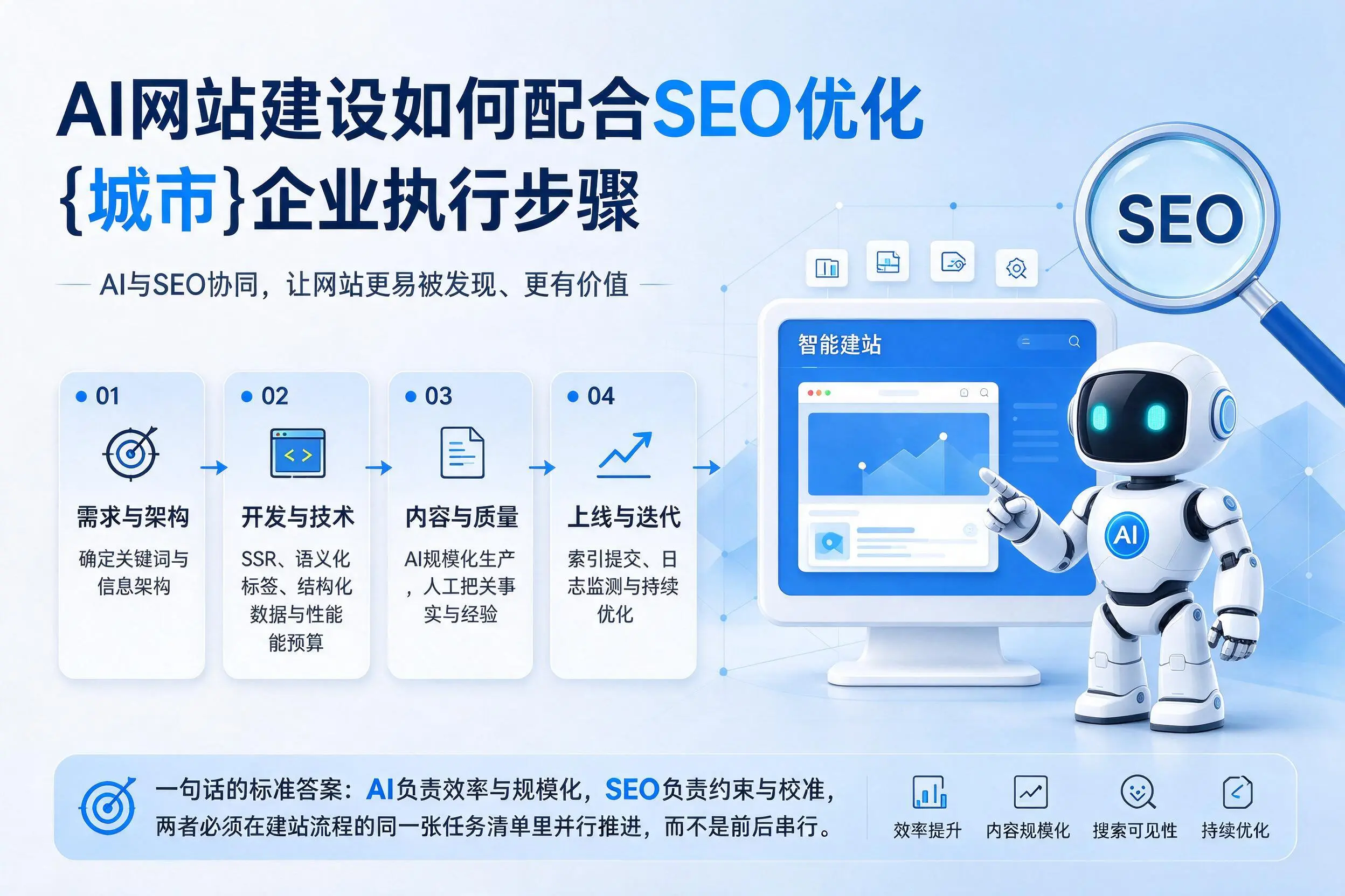 AI网站建设如何配合SEO优化，潮州企业执行步骤