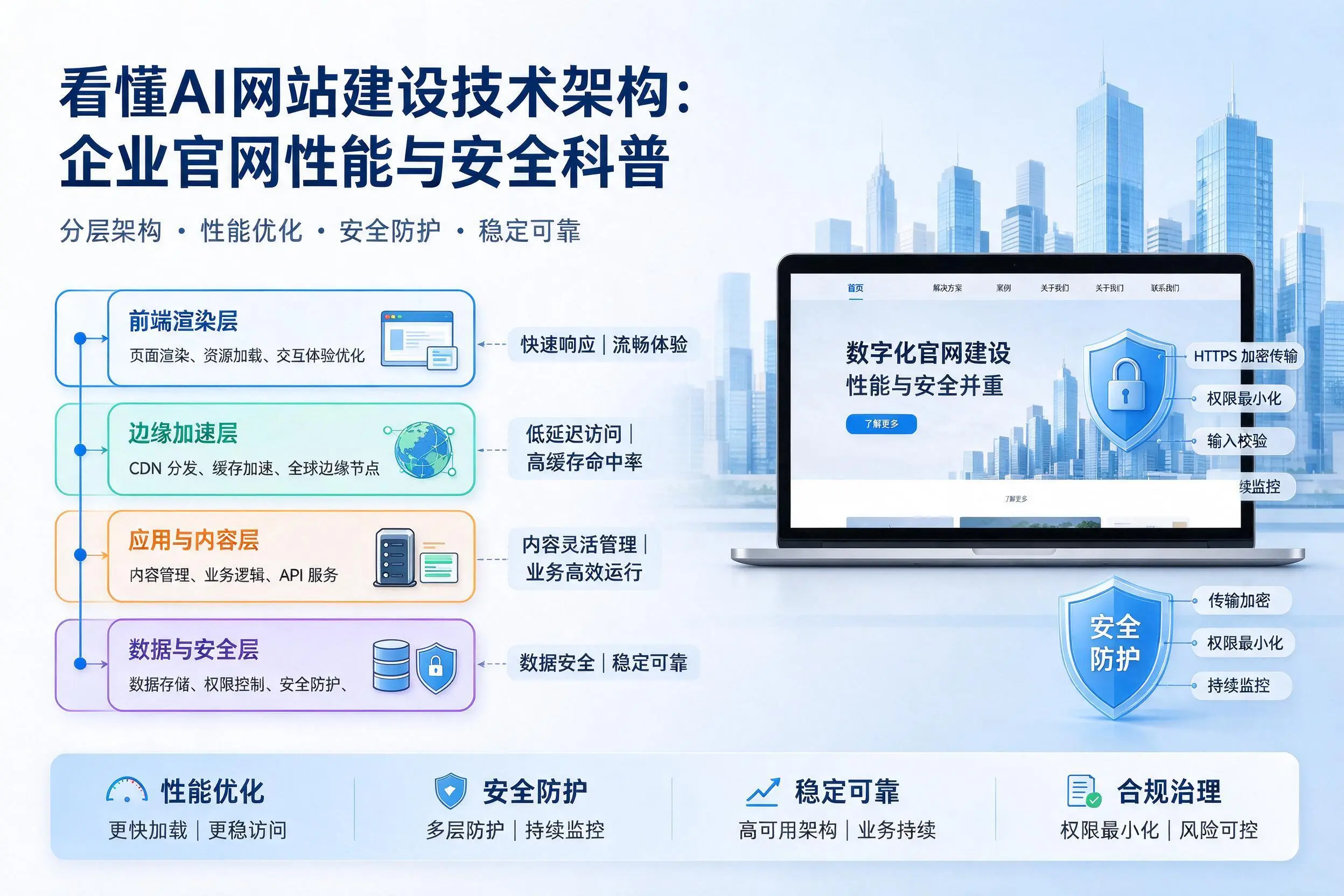 看懂AI网站建设技术架构：潮州企业官网性能与安全科普