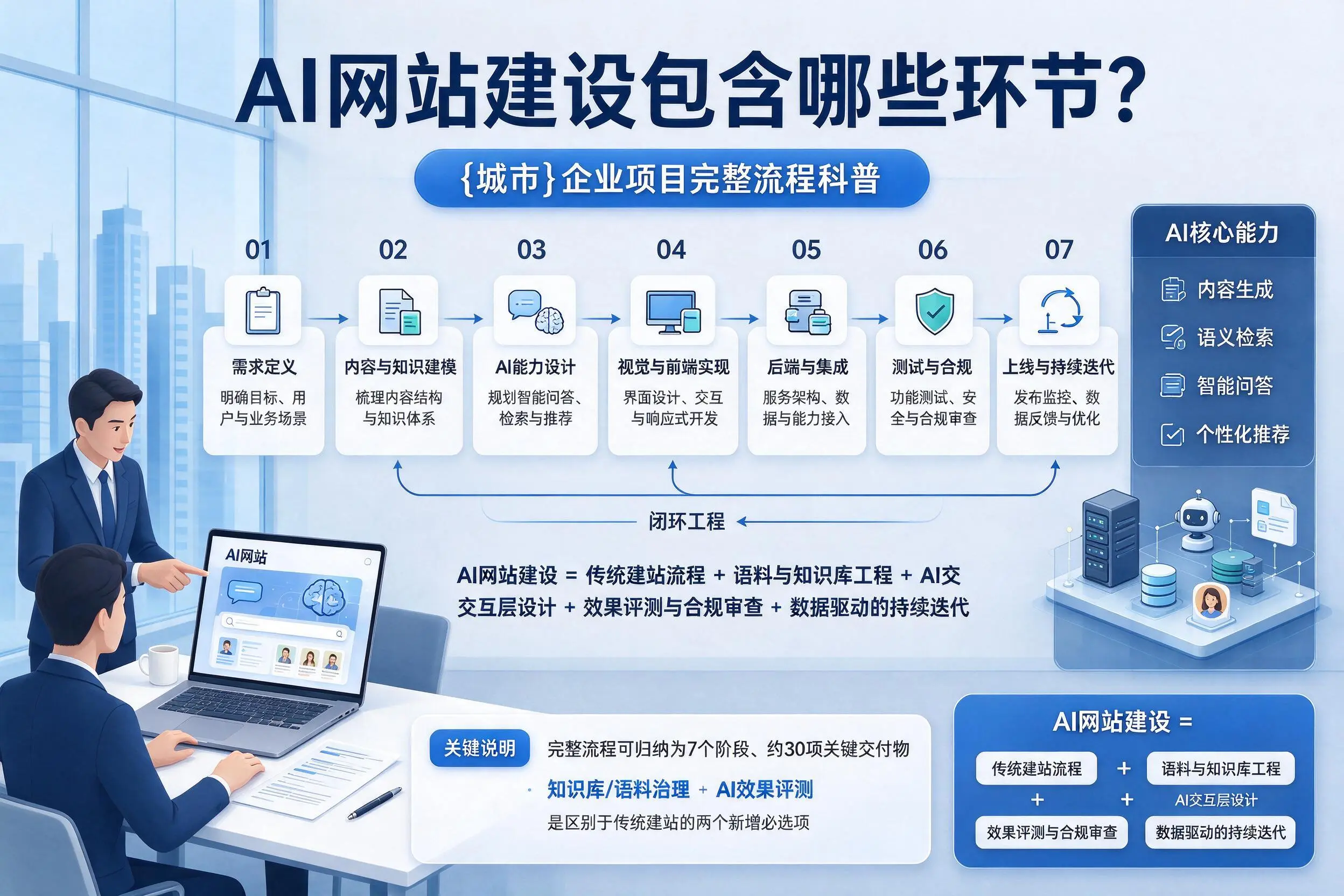 AI网站建设包含哪些环节？潮州企业项目完整流程科普