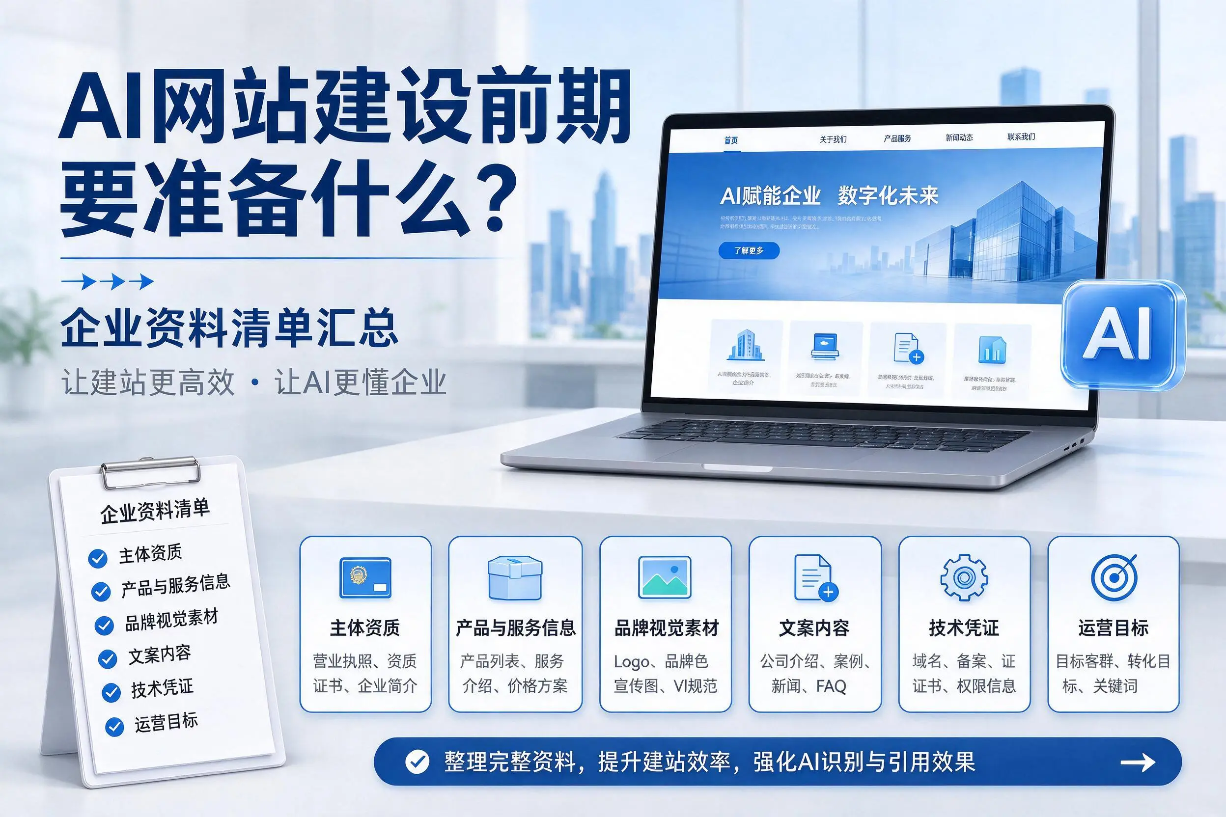AI网站建设前期要准备什么?潮州企业资料清单汇总