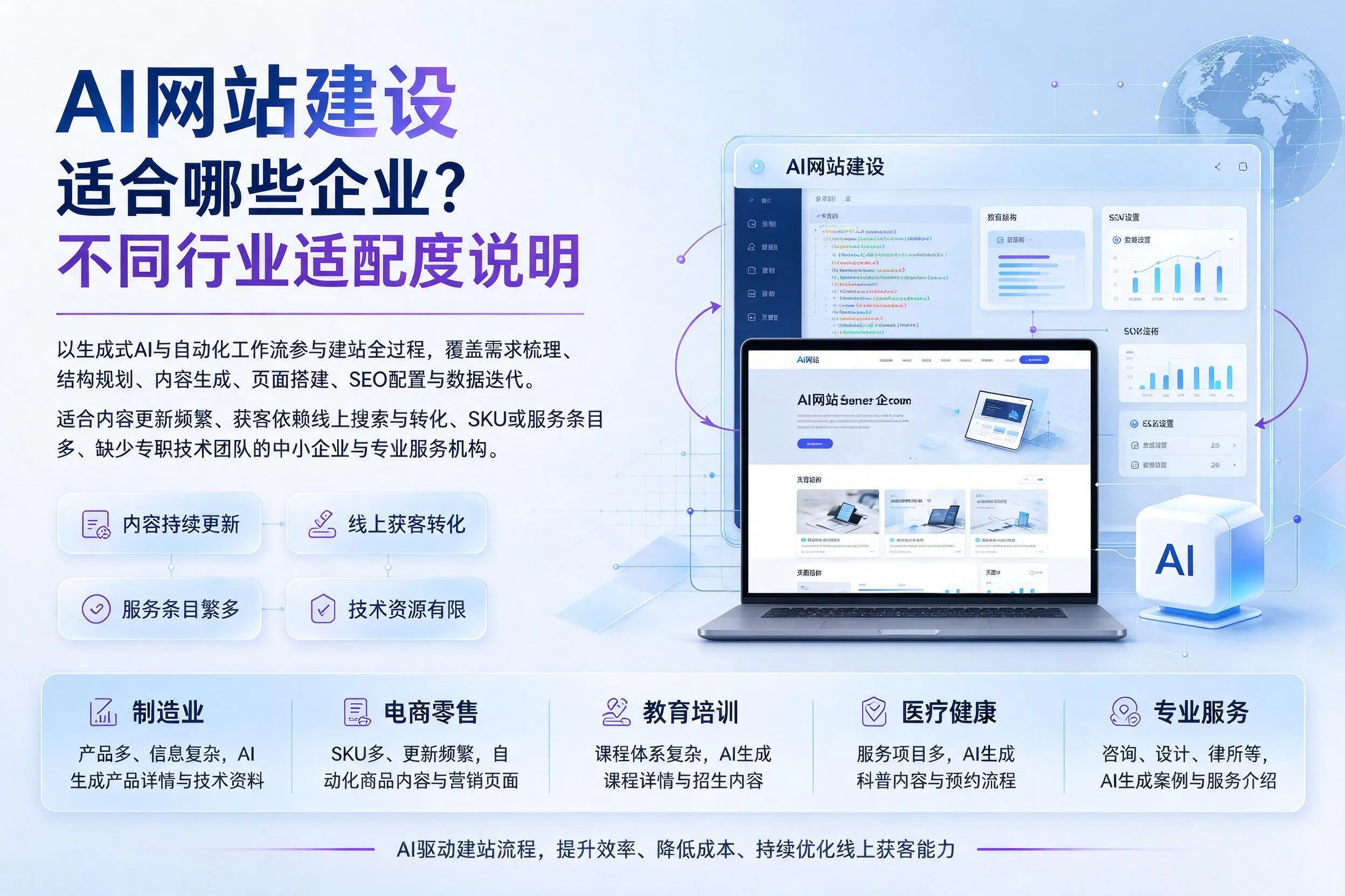 AI网站建设适合哪些企业？潮州不同行业适配度说明